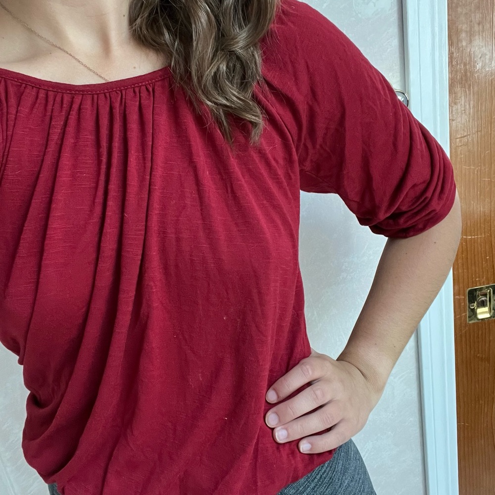 Red 3/4 Sleeve Blouse